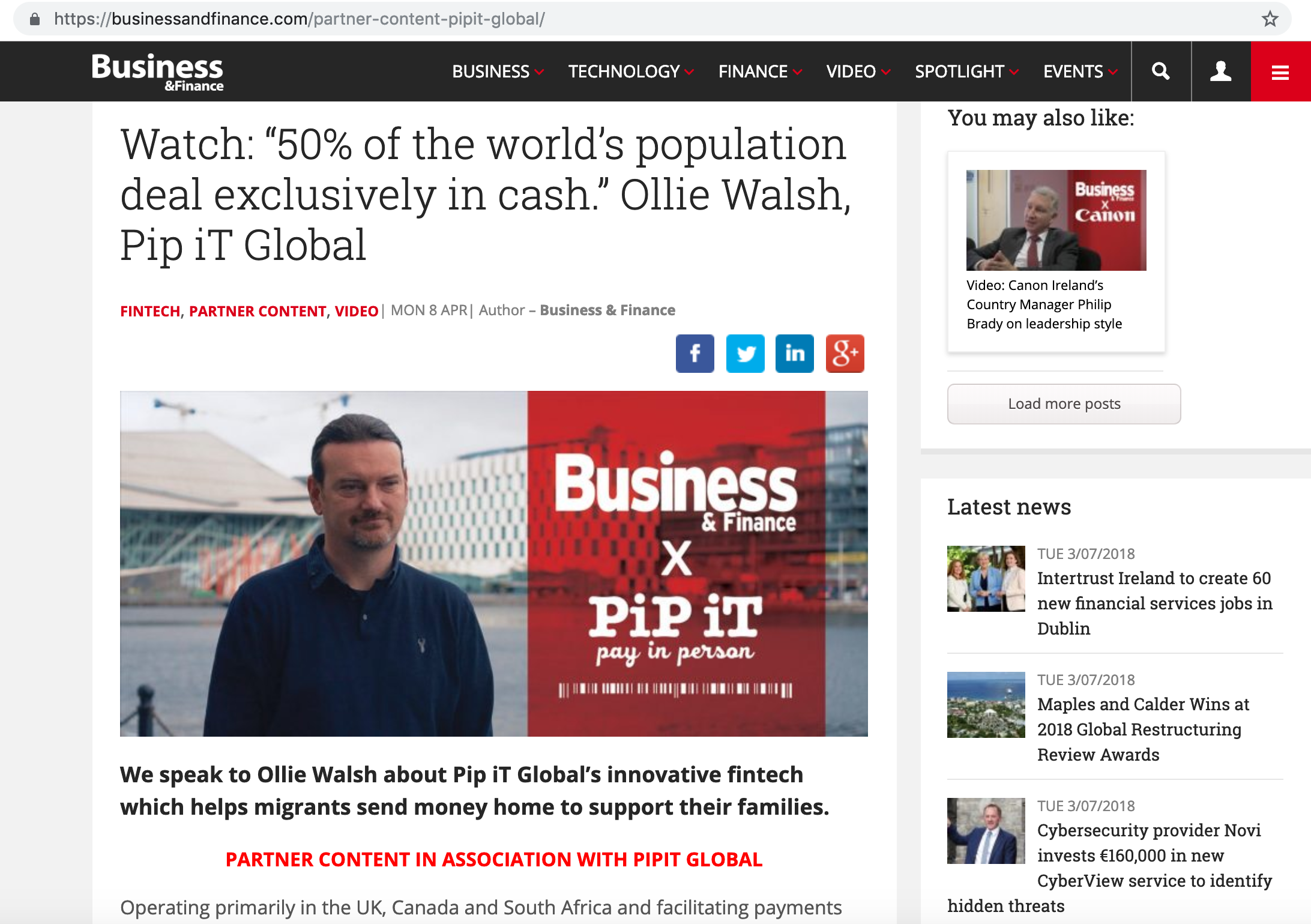 PiP IT Business & Finance Interview With Ollie Walsh, CEO